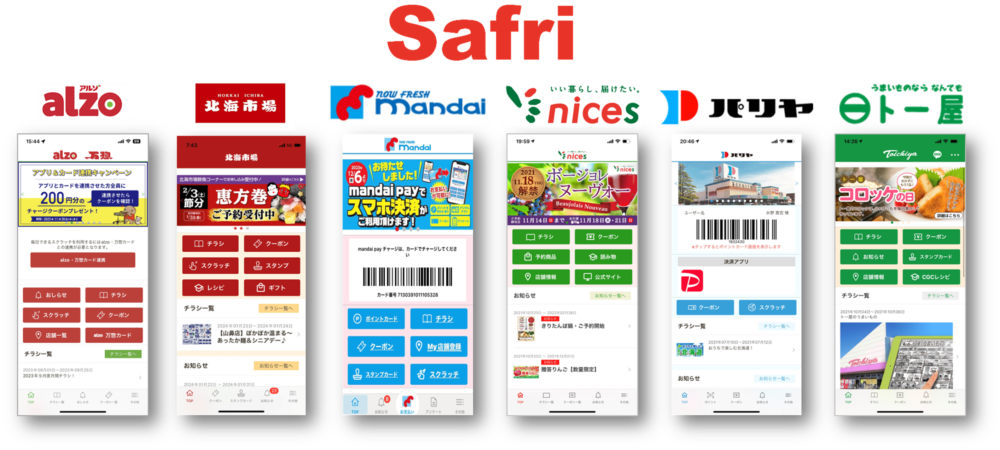 スーパーマーケット向けスマホ販促アプリ「Safri」